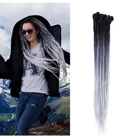 SEGO Dreadlocks Extensions - 10 Strands 24 Synthetic Braids | Handmade Black Gray & White Crochet Dreads - Buy Online on GoSupps.com