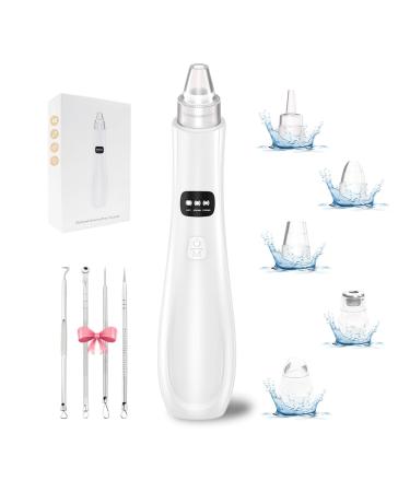 2023 Upgraded Blackhead Remover Pore Vacuum  Newest Blackhead Extractor-5 Suction Power 5 Probes USB Rechargeable Facial Pore Cleaner Kit Electric Acne Extractor Tool for Women & Men Off White