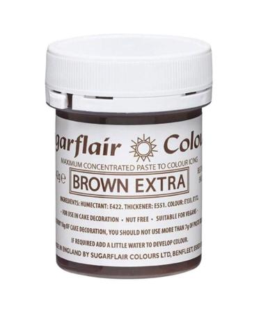 Sugarflair Brown Extra Maximum Concentrated Food Colouring Paste for Use with Sugar Pastes Flowerpaste Buttercream Royal Icing and more - 42g 42 g (Pack of 1) Brown