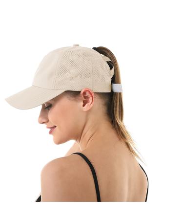 Adicloz ponytail basecap women summer baseball caps for women adjustable with breathable mesh cap for running golf camping m khaki
