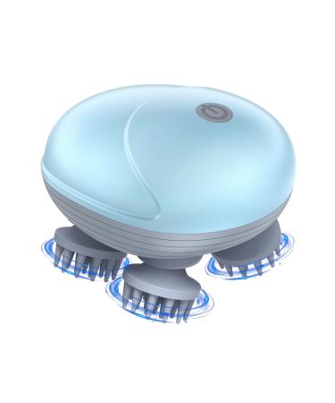 Ankilo Electric head massager wireless hand massager with 4 kneading heads interchangeable scalp massager IPX7 waterproof cat massage device for full body massage dog body blue gray blue