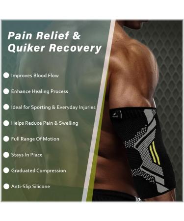 VEROLO Elbow Brace - Pack of 2 Compression Arm Sleeves for Men & Women | Tennis Elbow Support & Pain Relief | Large Black Weightlifting Elbow Sleeve - Buy Online on GoSupps.com