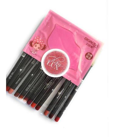 Glam Lux Italia Deluxe Ultra fine lip liners set of 12 Bundle with hydrating  moisturizing soothing face mask