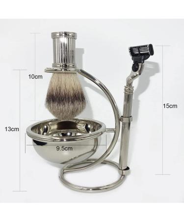 NSNT Exquisit Men's Shaving Brush Set - Silver Tip & Travel Cup - Premium Foam Rasur Brush (12x18cm) - Buy Online on GoSupps.com