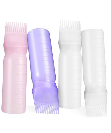 POPETPOP 4pi ces Lot De Flacons Applicateurs Avec Peigne Racine Pour Coloration Et Soin Des Cheveux Bouteille Presse Facile Utiliser Pour Teinture D coloration Et Huiles Capillaires