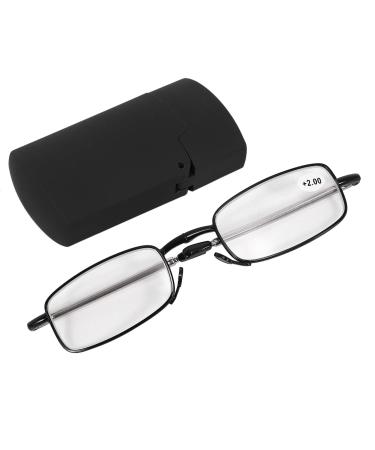 Ozkaksj Portable Folding Glasses with Mini Flip Top Carrying Case for Men and Women +2.0 Black