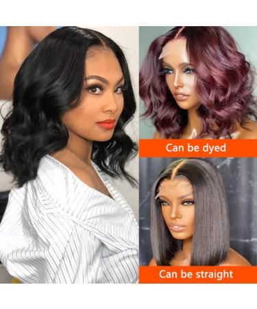 14 Body Wave Lace Front Bob Wig - Brazilian Virgin Human Hair - HD Lace Closure - Pre Plucked - Natural Black Color - 14 Inch (Full & Soft) - Buy Online on GoSupps.com