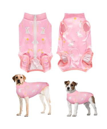 Slowton dogbody after op soft breathable leakage protection anti-wound licking suit with zipper e-neck band Alternative one-piece for dogbody after castration male bitch xxl pink
