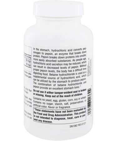 Source Naturals Betaine HCL 650 mg - 180 Tablets for Digestive Support - Buy Online on GoSupps.com