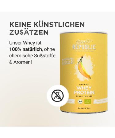  Harvest Republic HARVEST REPUBLIC Organic Whey Protein Powder Banana with 100% Real Fruit Powder | 750g of Organic Protein Powder Refined with Freeze-Dried Fruit | Up to 16g - Buy Online on GoSupps.com