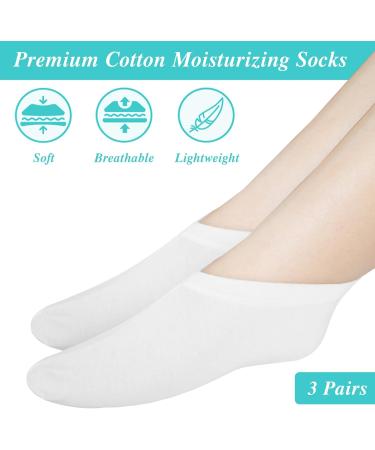3 Pairs Moisturizing Socks Overnight Spa Socks for Dry Feet Cotton Moisture Enhancing Socks Lotion Socks for Cracked Heel Repair Cosmetic Moisturizing Socks for Women White - Buy Online on GoSupps.com