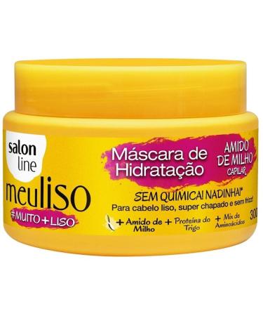 Linha Tratamento (Meu Liso) Salon Line - Mascara de Hidratacao  Sem Quimica! Nadinha!  Muito+Liso Amido de Milho Capilar 300 Gr - (No Chemistry Corn Starch Moisturizing Mask Net 10.58 Oz)