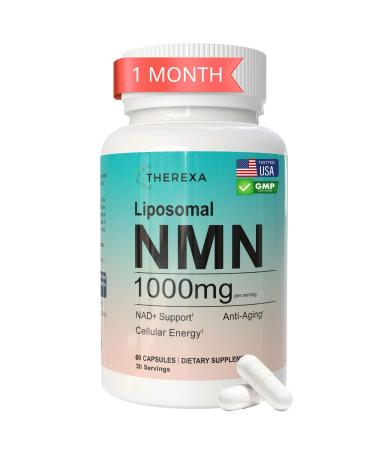 NMN Supplement 1000mg Pure - Liposomal NMN for NAD+ Supplement Tested in USA 60 Capsules