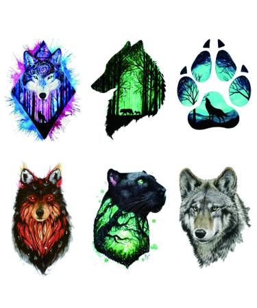 Wyuen 24 Sheets Wolf Temporary Tattoo Sticker - Waterproof Animal Body Art for Women Men - Hand Fake Sticker - W24-01 - Buy Online on GoSupps.com