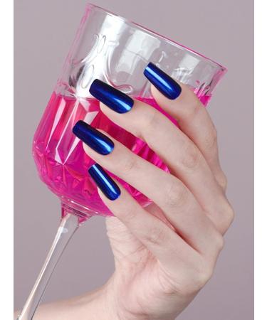 Kalolary Blue Gel Nail Strips - Metallic Chrome Full Wrap Nail Polish Stickers | Long Lasting Salon Quality | UV/LED Lamp Required - Buy Online on GoSupps.com