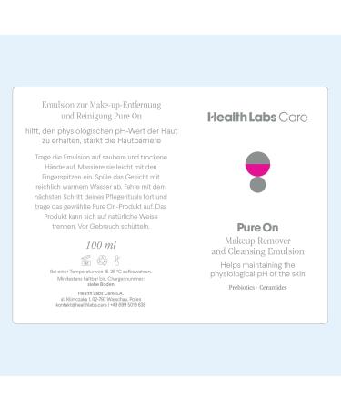 Health Labs Care Pure On mulsion d maquillante et d maquillante pour tous types de peau sans film gras 100 ml Pas de motif - Buy Online on GoSupps.com