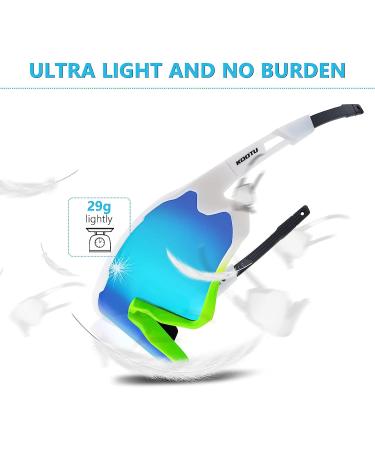 KOOTU Polarized Cycling Sunglasses | 3 Lenses UV Protection Sports Glasses for Men Women | Ideal for Cycling, Fishing, Hiking, Running - White - Buy Online on GoSupps.com
