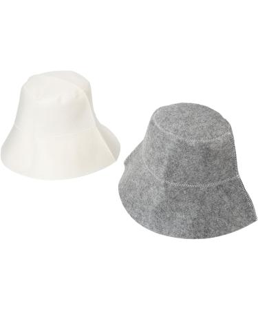 2 Pack Sauna Hats - Water Absorbent Felt Vaporarium Head Protection for Men & Women | White & Gray - Buy Online on GoSupps.com