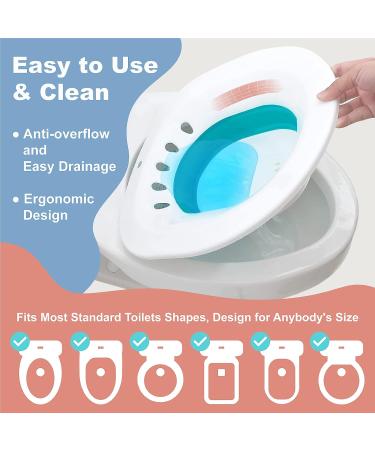 Sitz Bath for Hemorrhoids & Postpartum Care - Collapsible Seat with Deeper Bowl for Perineum Relief, Includes Sitz Bath Salt Green - Ideal for Women - Buy Online on GoSupps.com