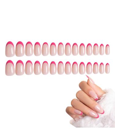 Almond Press On Nails - Short Almond Nails French False Nails Easy to Match with Any Outfit Nude Press On Fake Nails Short for Masquerade Valentine's Day Wedding Christmas Haoying Style 2