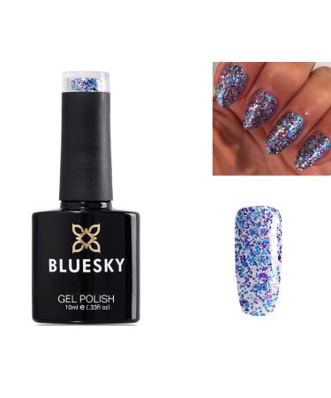 Bluesky GEL NAIL POLISH SILVER GLITTER Blue Purple Multi Glitter CHRISTMAS Sparkle JUST DANCE SP11 UV LED Soak Off 10ml