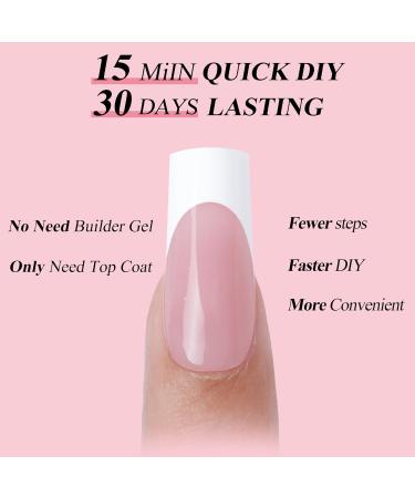 White French Tip Press on Nails | Jofay Fashion 320 Pcs Long Square Pre-Applied Primer & Base Coat - 16 Sizes Available - Buy Online on GoSupps.com