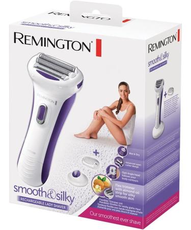 Remington WDF5030A Smooth & Silky Electric Shaver for Women, 4-Blade Smooth Glide Foil Shaver and Bikini Trimmer with Almond Oil Strip, Purple/White - Buy Online on GoSupps.com