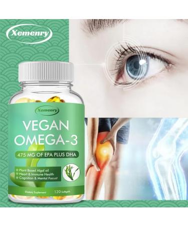 Vegan Omega-3 (120 capsules) Seaweed Oil 475mg - with EPA DHA - Bone & Joint Support - Buy Online on GoSupps.com