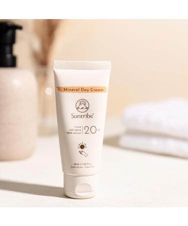 Suntribe Natural Mineral Day Cream SPF 20-40 ml Organic - 100% Natural Tinted Vegan & Non-comedogenic - Almond & Jojoba Oil - Sensitive Skin - Winner Beauty Shortlist Awards 2022 - Buy Online on GoSupps.com