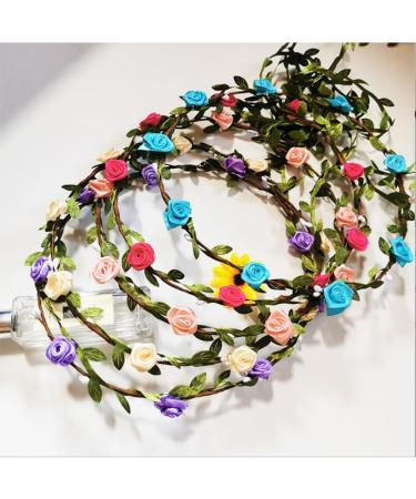 2 Pieces Flower Crown Floral Wreath Headbands Boho Floral Crown Headbands Floral Garland Headbands Flower Green Leaves Headpieces for Wedding Party Beach Vacation Holiday Photo Props - Buy Online on GoSupps.com