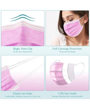 1ABOVE 3 Ply Pink Disposable Face Mask (50 Pack) - Dustproof & Breathable - Buy Online on GoSupps.com