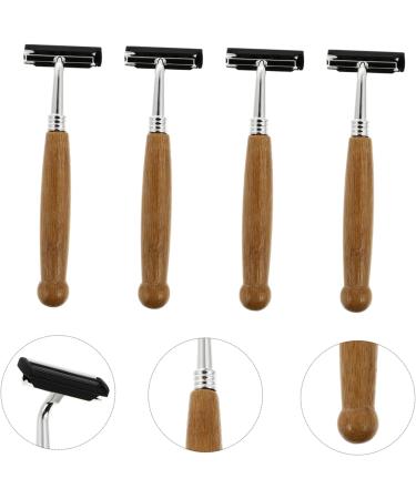 Frcolor Bamboo Handle Razor Set - 4 Pieces Safety Shaving Tools for Men - Eco-Friendly Double Handle Design - Buy Online on GoSupps.com