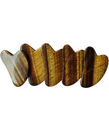 Tiger Eye Gua Sha Tool - Jade Guasha Board for Spa Massage & Face Care | Best Gua Sha Scraping Massage Tool - Brown - Buy Online on GoSupps.com