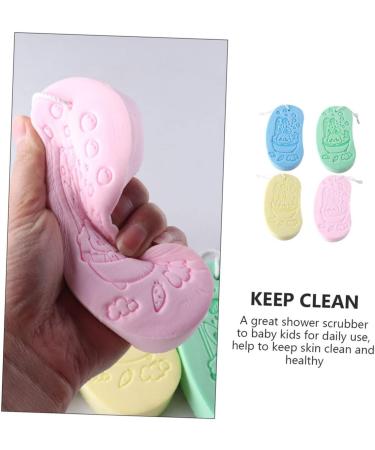 Healeved 4pcs Bath Sponge Set - Portable Baby Body Scrubber & Shower Tool - Child Household Bath Accessory - Sponge Brush 13x7cm - Buy Online on GoSupps.com