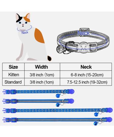 Taglory Reflective Cat Collar - Adjustable 2-Pack with Safety Clasp & Bell - Dark Blue 19-32cm - Perfect for Cats & Kittens - Buy Online on GoSupps.com