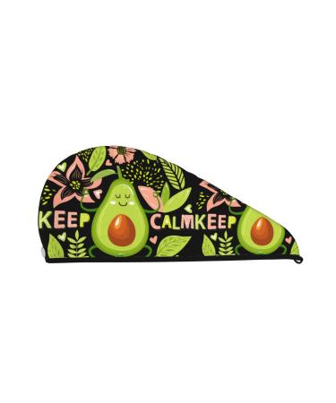 Avocado Keep Calm Microfiber Hair Towel Soft Super Absorbent Hair Towel Wrap for Women Coral Velvet Quick Dry Hair Cap for Long Curly and Thick Hair