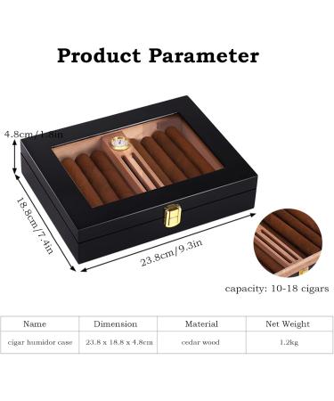 Cigar Boxs Humidors Cigar Humidor Box Cigar Case Cecigar Box 10-18 Cigars with Glass Top and Hygrometer Humidifier Bar Divider - Buy Online on GoSupps.com