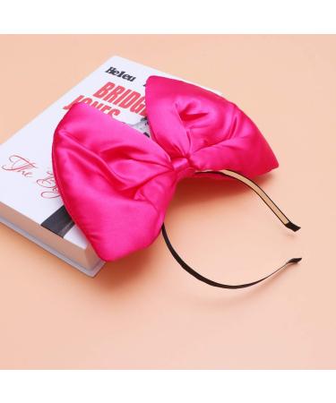 Minkissy Huge Bow Headband Candy Colored Hair Hoop Party Props Lovely Large Bowknot Hairband Party Props for Woman Girl(Rosy) - Buy Online on GoSupps.com