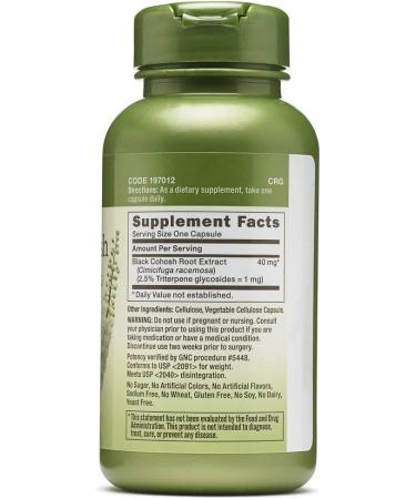 GNC Herbal Plus Black Cohosh Extract 40mg - 100 Capsules | Menopause Support - Buy Online on GoSupps.com
