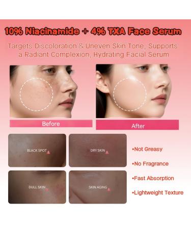 Niacinamide 10% TXA Serum - Brightening & Clarifying Facial Serum with Tranexamic Acid 4% Arbutin 2% Hyaluronic Acid - for Dark Spots Hyperpigmentation Melasma & Radiant Glass Skin - 30ml - Buy Online on GoSupps.com