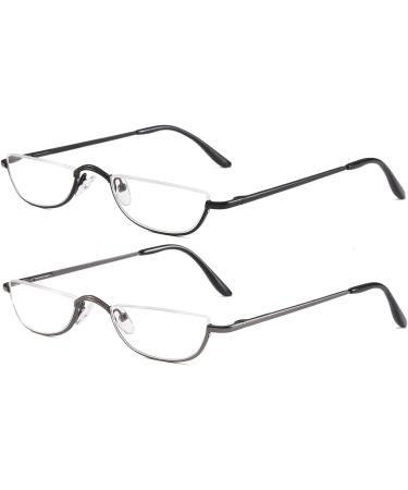 Half Reading Glasses Metal Frame Readers for Women Men with Pouch (2 Pairs 2.25) 2pair(black gray) 2.25 x - Buy Online on GoSupps.com