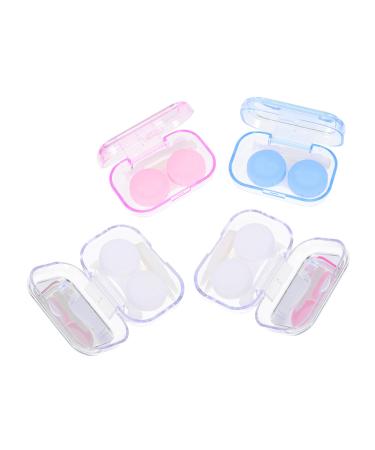 Hapinary 4 boxes cartoon pupils box eye contact case contact lens carrier contact lens container mirror film holder for cosmetic lenses carrier for eye contact lenses