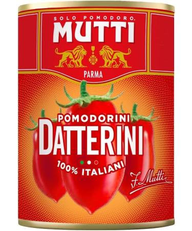 Mutti Pomodorini Datterini Datterini Pack of 6 cans of Italian cherry tomato sauce with a sweet taste Oblong shape 400 g - Buy Online on GoSupps.com