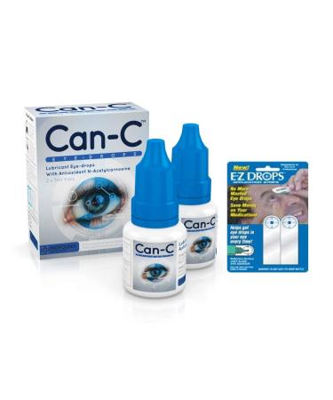 Can-C Eye Drops with EZ Drops Reflective Applicatory Strips - Lubricant Eye Drops with Antioxidant, 2 Count
