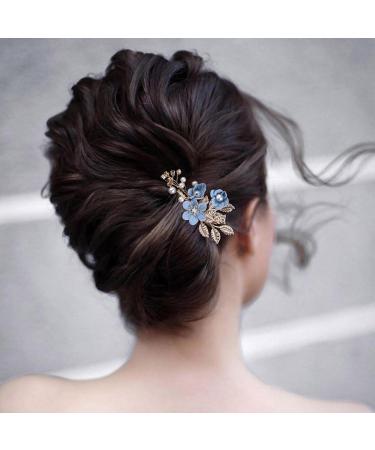 Cimenexe Bohemian Crystal Flower Hair Comb Pearl Flower Hair Barrette Gold Leaf Headpiece Vintage Pearl Headwear Hairpiece Decorative Wedding Comb Hair Accessories Jewelry for Women and Girls Gifts - Buy Online on GoSupps.com