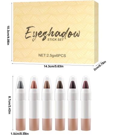 Eyeshadow Sticks 2.5g x 6 | Waterproof Sticks 6 Colors Brightening and Highlighting | Beauty Cosmetics for Day Travel Spring and Bridal Makeup - Buy Online on GoSupps.com