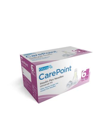 Carepoint Diabetic Insulin Pen Tips 31G x 6 mm (100 Pcs/Box) by GlucoRX
