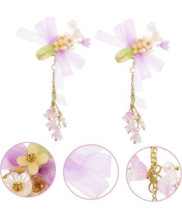 Beaupretty 2 Pairs tassel flower hair clip purple flower hair clip purple hair clips baby clips for hair purple ribbon baby hair bows clips purple hair accessories Costume flower hairpin Miss - Buy Online on GoSupps.com