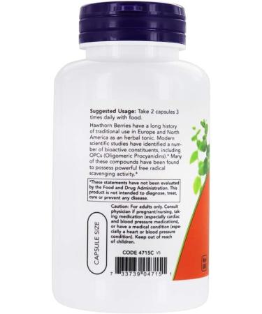 NOW Hawthorn Berry 540mg Veg Capsules - 100 Count (Pack of 4) | Heart Health Support - Buy Online on GoSupps.com