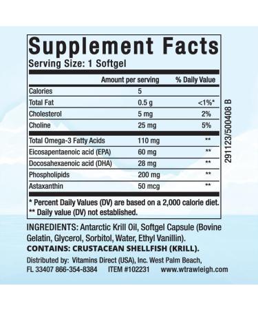 Rawleigh Premium Red Krill Oil: 60 Non-GMO Softgels 1000mg of Euphasia Superba Oil a Day Rich in Choline Phospholipids Astaxanthin EPA & DHA Omega-3 Fatty acids for Heart Joints Brain Health - Buy Online on GoSupps.com